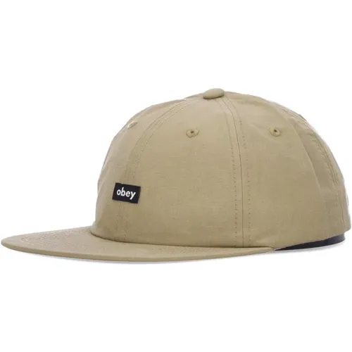 Caps, male, , Size: ONE SIZE Bronze 6 Panel Strapback Flat Visor Cap - Obey - Modalova