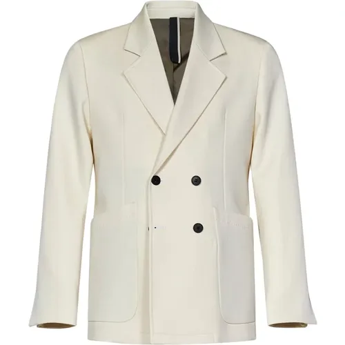 Blazers, male, , Size: L White Wool Denim Blazer Aw24 - Low Brand - Modalova