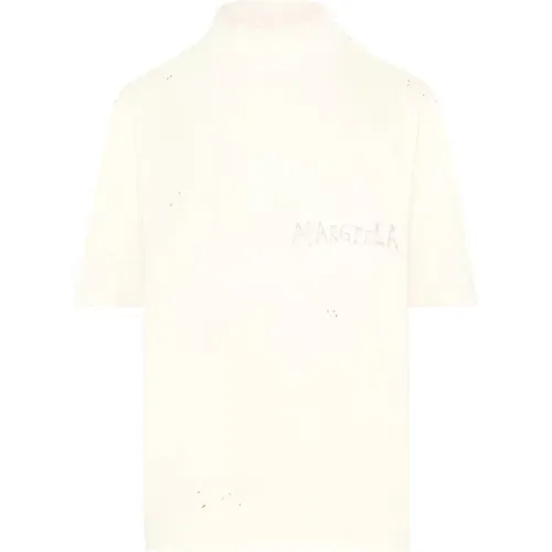 Handwritten Cotton T-Shirt with Paint Stain Effect , male, Sizes: L, S - Maison Margiela - Modalova