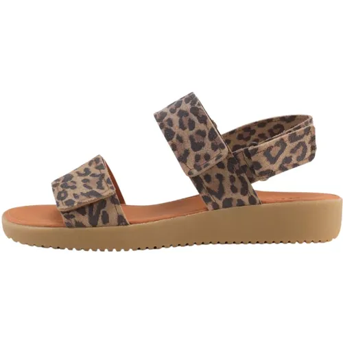 Leopard Wildleder Sandale , Damen, Größe: 36 EU - Nature Footwear - Modalova