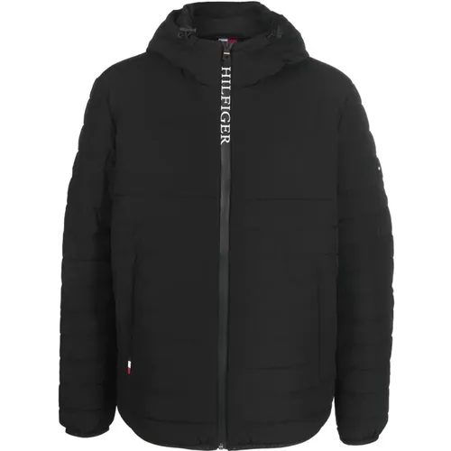 Schwarze Bomberjacke mit Gewebten Details - Tommy Hilfiger - Modalova