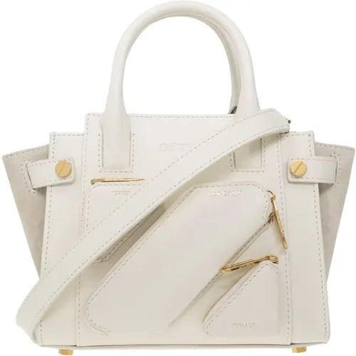 Handbags, female, , Size: ONE SIZE Cream Leather City Shoulder Bag with Magnetic Snap - Off White - Modalova