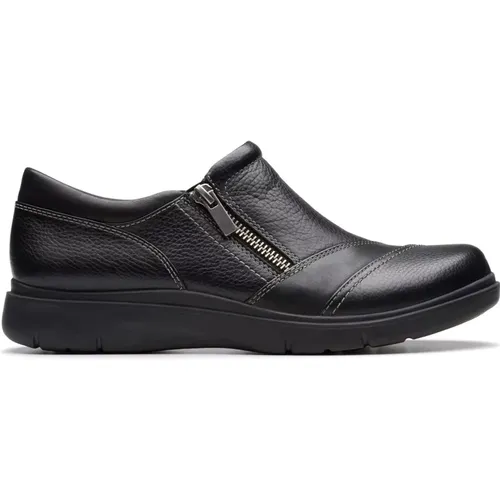 Bequemer Ledermokassin in Schwarz , Damen, Größe: 41 1/2 EU - Clarks - Modalova