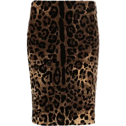 Leopardenmuster Bleistiftrock , Damen, Größe: M - Dolce & Gabbana - Modalova