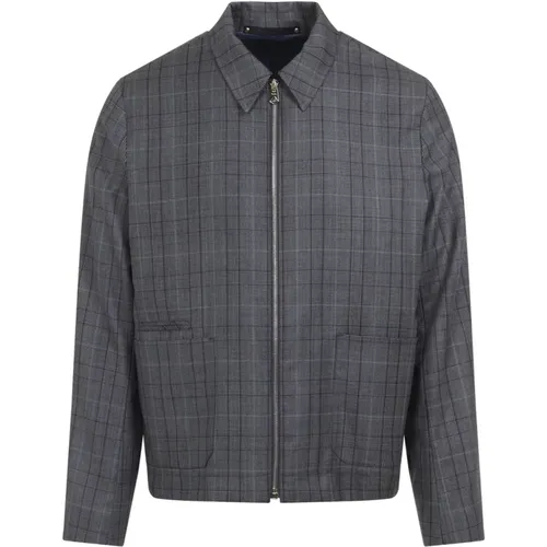 Light Jackets, male, , Size: M Grey Wool Jacket - Paul Smith - Modalova