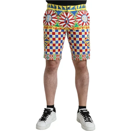 Casual Shorts, male, , Size: XS Carretto Print Bermuda Shorts - Dolce & Gabbana - Modalova