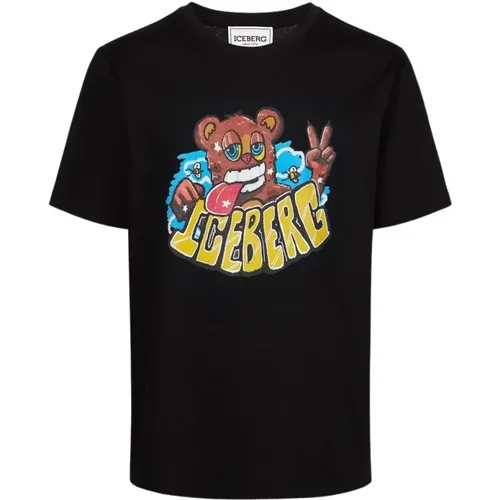 Bären-Print T-shirt , Herren, Größe: 4XL - Iceberg - Modalova