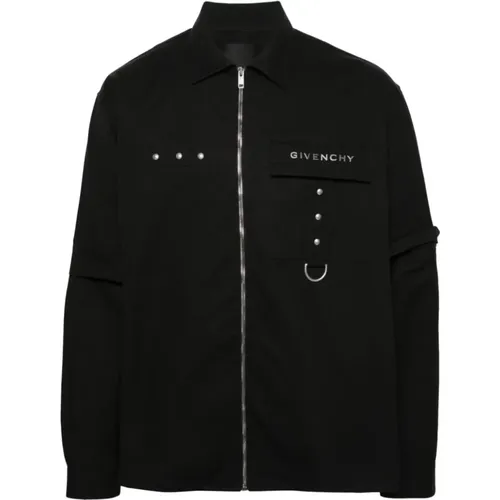 Schwarzes Hemd mit Reißverschluss und Abnehmbaren Ärmeln - Givenchy - Modalova