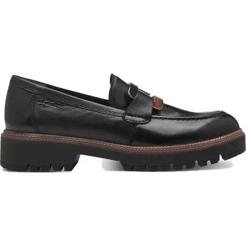 Schwarze Leder Freizeit Loafers - tamaris - Modalova