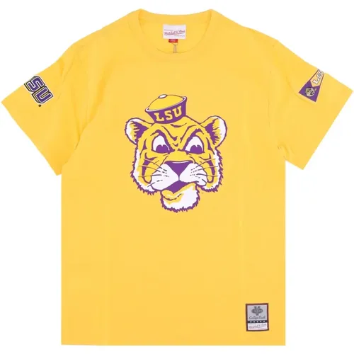 T-Shirts, male, , Size: L LSU Tigers Basketball Team T-Shirt - Mitchell & Ness - Modalova