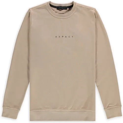 Taupe Bestickter Pullover - Trendy Design - Aspact - Modalova