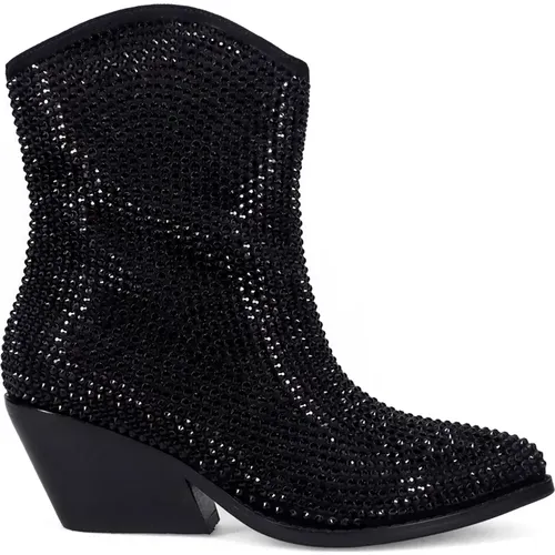 Glitzernde Texanische Stiefel mit Breitem Absatz , Damen, Größe: 40 EU - Tosca Blu - Modalova