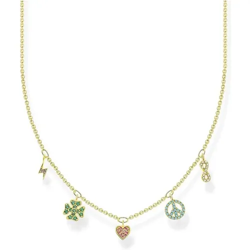 Necklaces, female, , Size: ONE SIZE Womens necklace with pendants chain with symbols gold, multicolored Ke2123-488-7-L42V - Thomas Sabo - Modalova