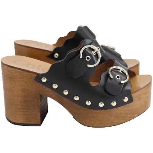 Pre-owned Leather heels , female, Sizes: 6 1/2 UK - Chloé Pre-owned - Modalova