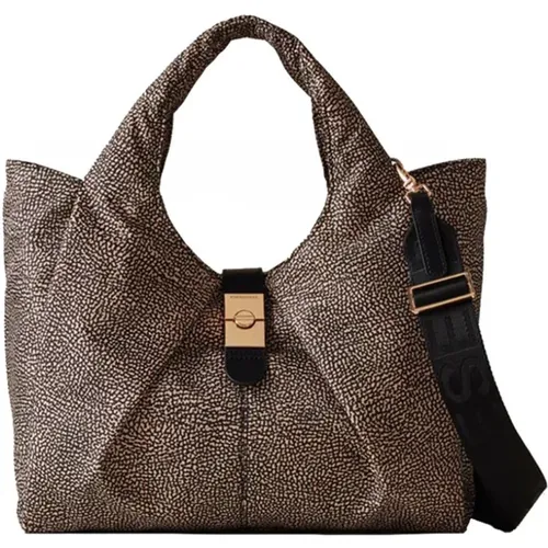 Cortina Shopping Bag with Suede Details , female, Sizes: ONE SIZE - Borbonese - Modalova