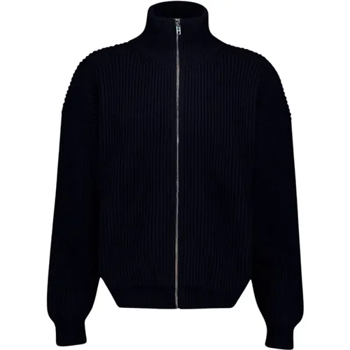 Navy Cashmere Zip Sweater , male, Sizes: L - Gucci - Modalova