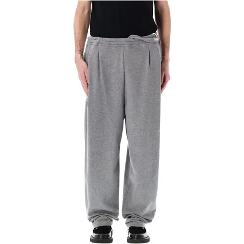 Wide Trousers, male, , Size: L Grey Melange Pleats Sweatpants Ss25 - Magliano - Modalova