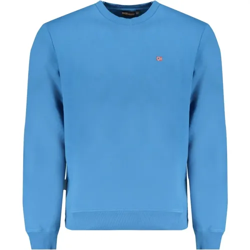 Blauer Sweatshirt mit Besticktem Logo - Napapijri - Modalova