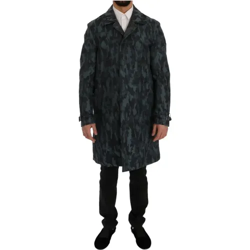 Single-Breasted Coats, male, , Size: M Camouflage Trench Coat - Dolce & Gabbana - Modalova