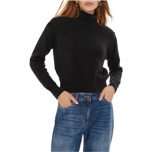 Gerippter Rollkragenpullover mit Knöpfen , Damen, Größe: S - Guess - Modalova