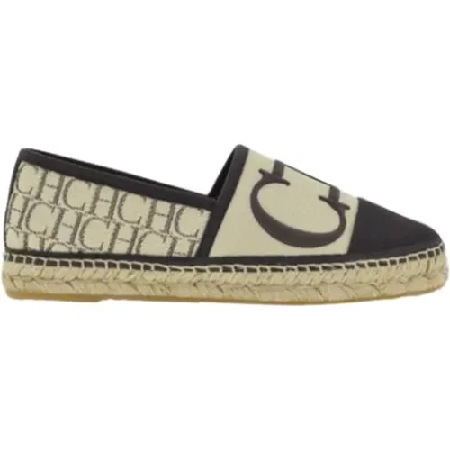 Beige and Brown Canvas Espadrilles with CH Initials , female, Sizes: 3 UK - Carolina Herrera - Modalova