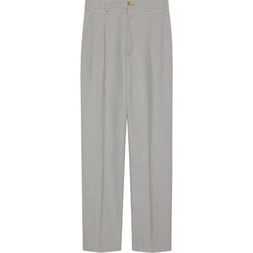 Grey Wool Tailored Trousers , female, Sizes: S - Gucci - Modalova