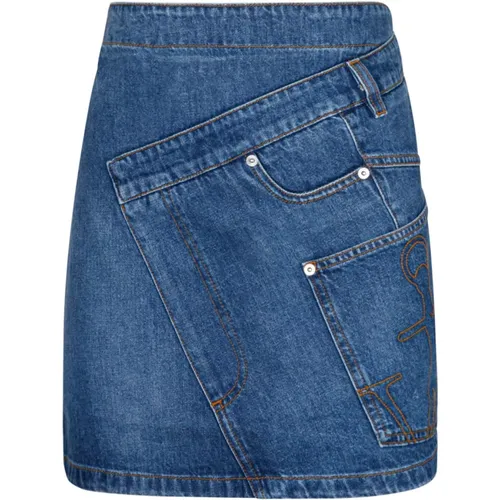 Blaue Denim Mini Rock Patchwork , Damen, Größe: 3XS - JW Anderson - Modalova