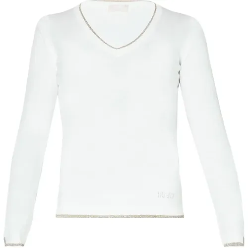 Weißer Pullover Elegant Minimalistisch , Damen, Größe: XL - Liu Jo - Modalova