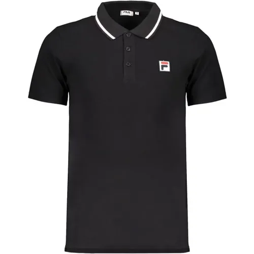 Schwarzes Polo-Shirt mit Kontrastdetails , Herren, Größe: M - Fila - Modalova