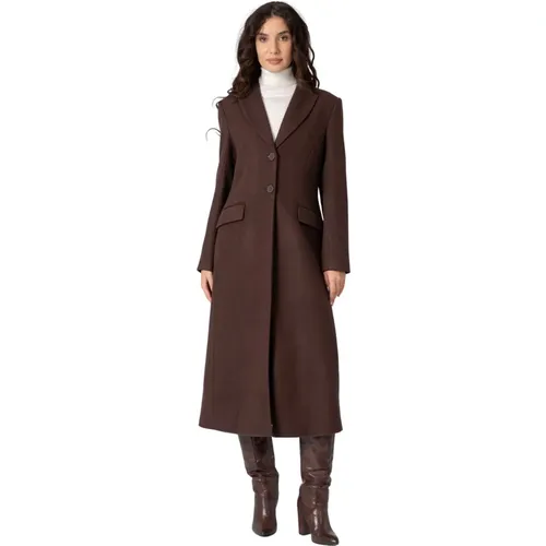 Single-Breasted Coats, female, , Size: XL Full length matrix style coat - Kocca - Modalova