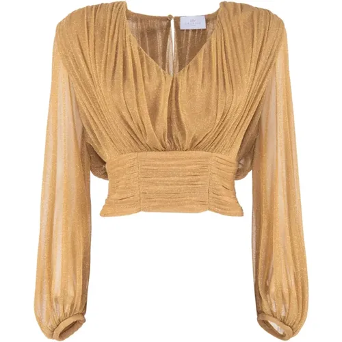 Goldenes Cropped Lurex Jersey Shirt - Nenette - Modalova