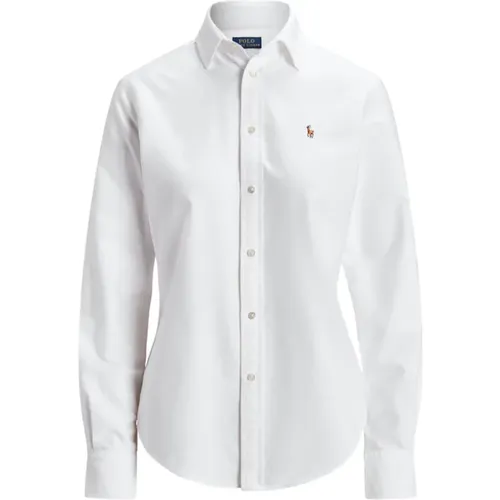 Weiße Langarm-Button-Front-Bluse , Damen, Größe: L - Ralph Lauren - Modalova