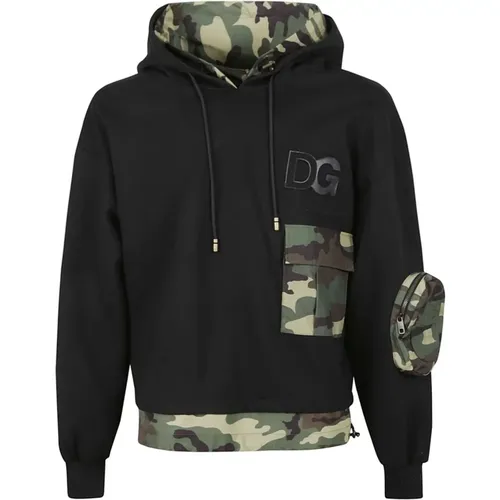 Hoodies, male, , Size: L Camouflage-Print Hooded Sweatshirt - Dolce & Gabbana - Modalova