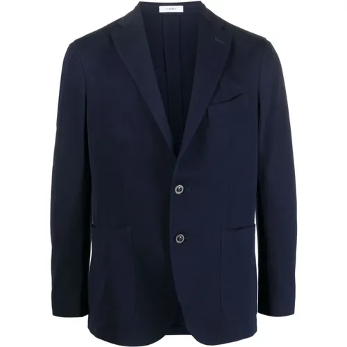 Blazers, male, , Size: L Cotton Single-Breasted Blazer - Boglioli - Modalova