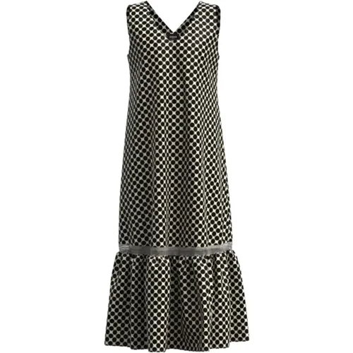 Polka Dot V-Ausschnitt Midi Kleid , Damen, Größe: S - Marella - Modalova