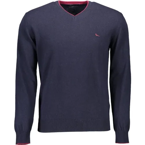 Stylischer V-Ausschnitt Pullover mit Kontrastierenden Akzenten , Herren, Größe: XL - Harmont & Blaine - Modalova