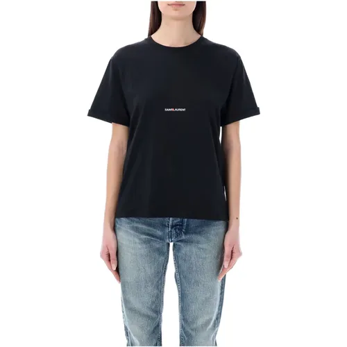 Schwarzes Classic Logo T-Shirt - Saint Laurent - Modalova