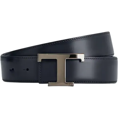 Belts, male, , Size: 100 CM Double-Sided Leather Belt with T-Shaped Buckle - TOD'S - Modalova