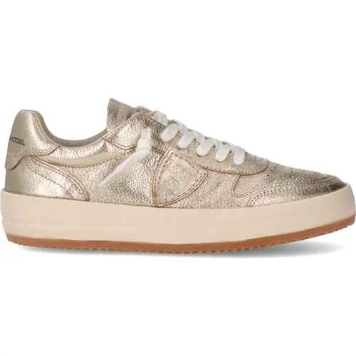 Gold Tennis Sneakers Women Fashionable Design , female, Sizes: 8 UK, 5 UK, 7 UK, 6 UK, 4 UK - Philippe Model - Modalova