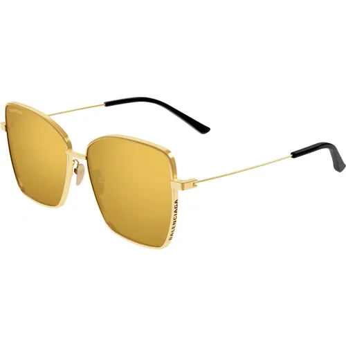 Gold/Brown Sunglasses , female, Sizes: 60 MM - Balenciaga - Modalova