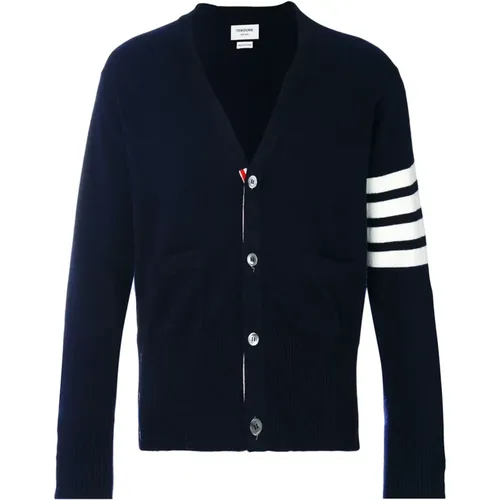 Cardigans, male, , Size: L Cashmere 4-Bar Cardigan - Thom Browne - Modalova