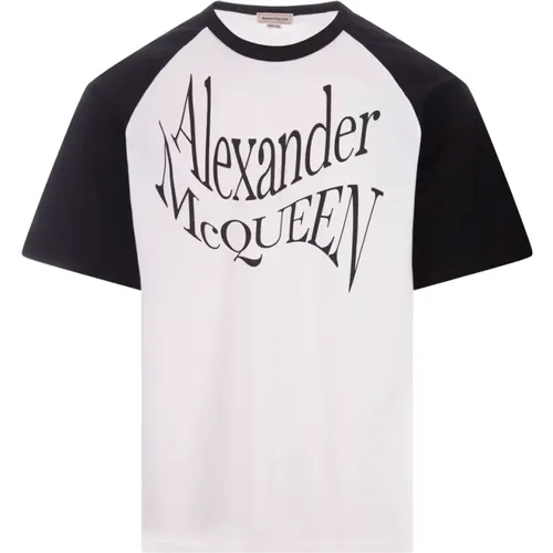 Distorted Logo Crew Neck T-shirt , male, Sizes: L, 2XL, XL - alexander mcqueen - Modalova