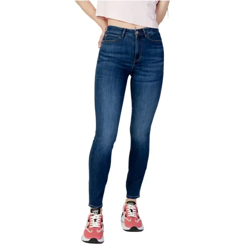 Blaue Plain Zip Jeans Damen Frühling/Sommer , Damen, Größe: W24 L29 - Guess - Modalova