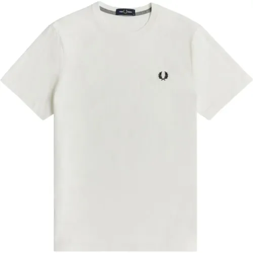 T-Shirts, male, , Size: S Elegant Cotton T-shirt with Laurel Logo - Fred Perry - Modalova