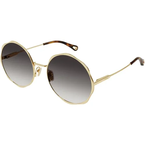 Gold/Grau getönte Sonnenbrille , Damen, Größe: 59 MM - Chloé - Modalova