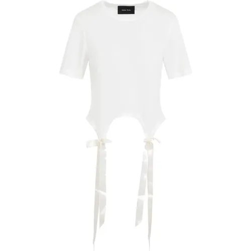 T-Shirt with Satin Bow Accents , female, Sizes: M, XS - Simone Rocha - Modalova