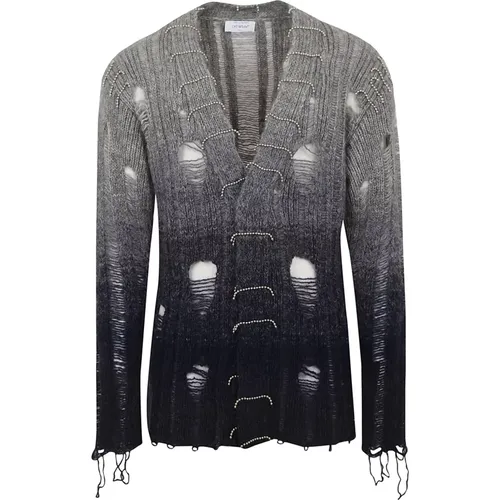 Punk Pearl Degrade Knit Cardigan , male, Sizes: S - Off White - Modalova