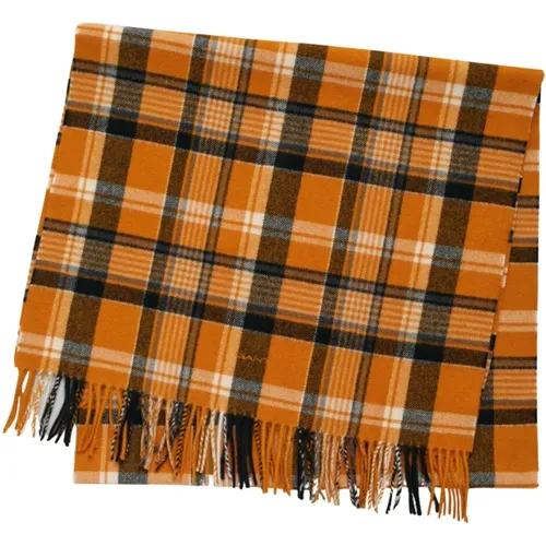 Winter Scarves, male, , Size: ONE SIZE Woven Wool Checkered Scarf with Fringes - Gant - Modalova