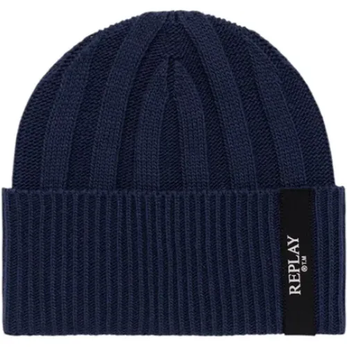 Beanies, male, , Size: ONE SIZE Stylish Beanie Hat for Men - Replay - Modalova