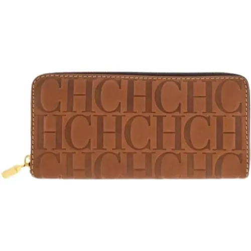 Locked Leather Wallet with Initials Seal , female, Sizes: ONE SIZE - Carolina Herrera - Modalova